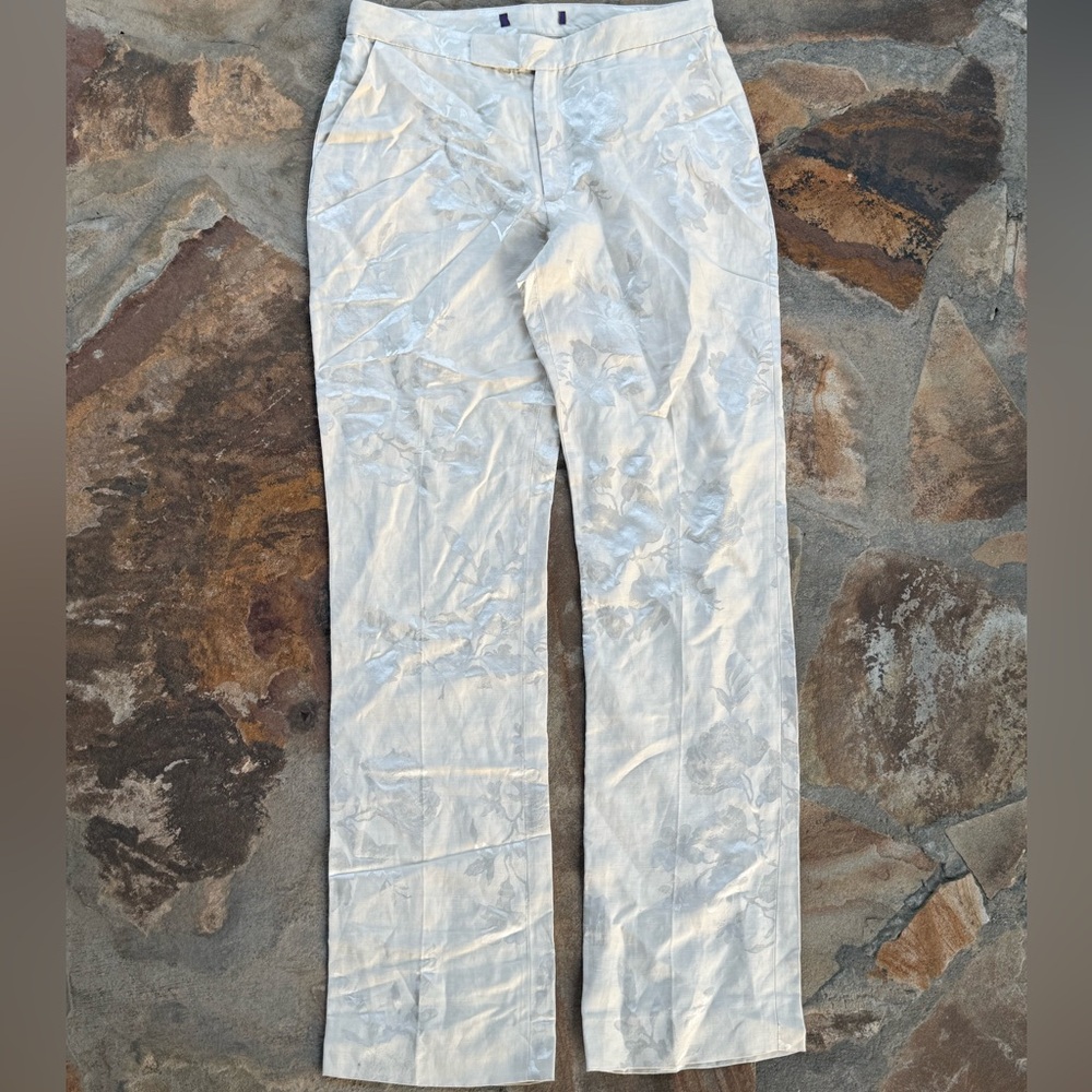 NWOT Ralph Lauren Beige Floral Jacquard Purple label Pants Women’s 32 - Picture 3 of 7